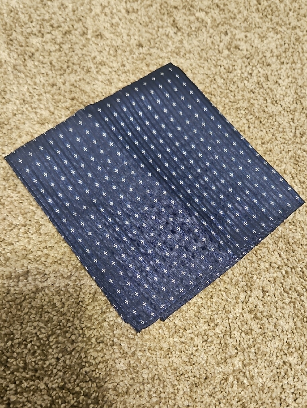 Classic Navy Pocket Square with Micro Dot Pattern Brooklyn Wolf